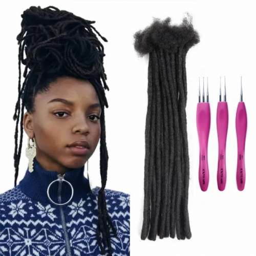 16 Inch Hot Style High Quality Afro Kinky Human Hair Crochet Dreadlock Extensions ( Free crochet hook + Free shipping)