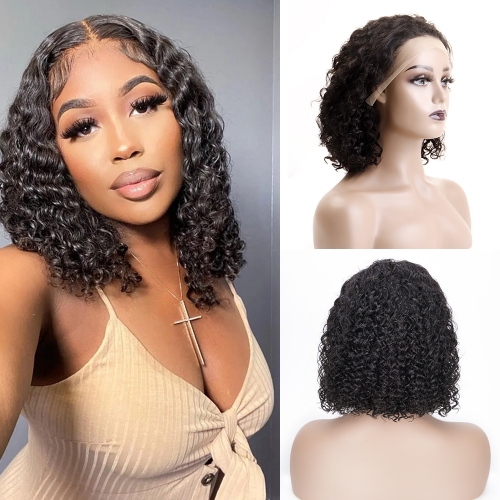 180% Density Jerry Curly Short Bob 13*4 Lace Front Wigs 100% Human Hair Wigs Pre Plucked Human Hair Wigs