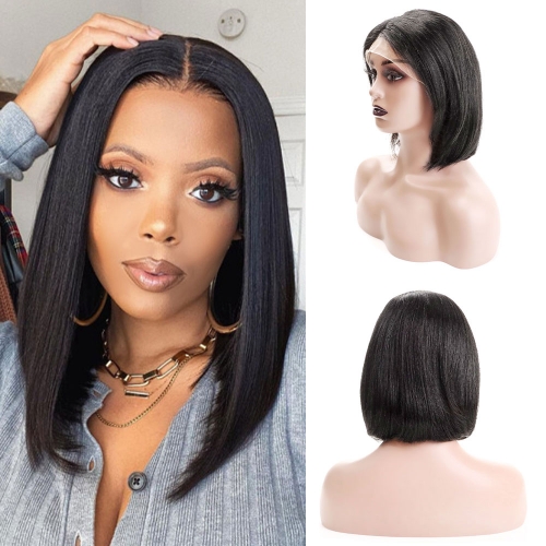 180% Density Straight Short Bob 13*4 Lace Front Wigs 100% Human Hair Wigs Pre Plucked Human Hair Wigs