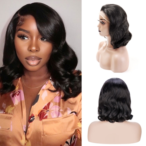 180% Density Body Wave Short Bob 13*4 Lace Front Wigs 100% Human Hair Wigs Pre Plucked Human Hair Wigs