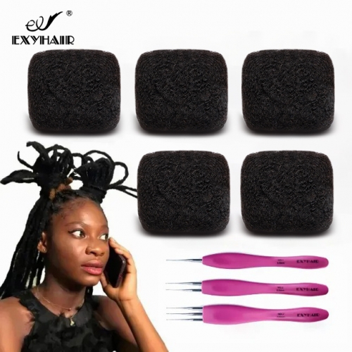 16 inch Tight Afro Kinky Bulk 100% Human Hair for Ideal to Make/ Repair Afro Hair Braids, Dreadlocks Extension, Afro Twist