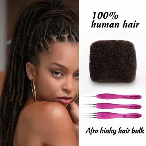 #2  Tight Afro Kinky Bulk Human Hair for Draedlock Extensions, Repair Locs, Twists and Braids