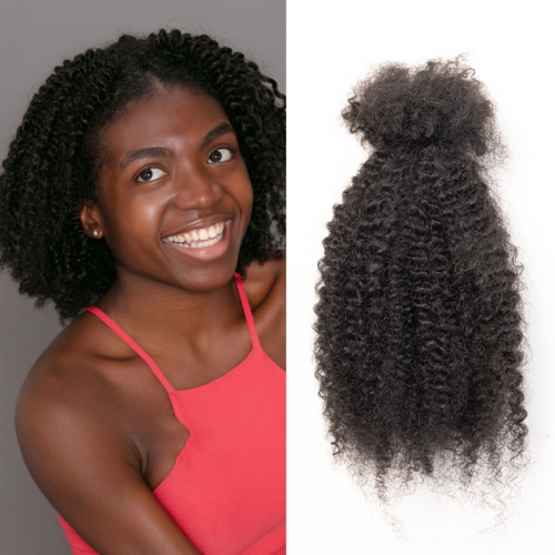 Afro Kinky Curly Human Hair Bulk Curly Texture for Permanent Micro Locs,Twists, Braids, Repair Locs (#1B Natural Black)