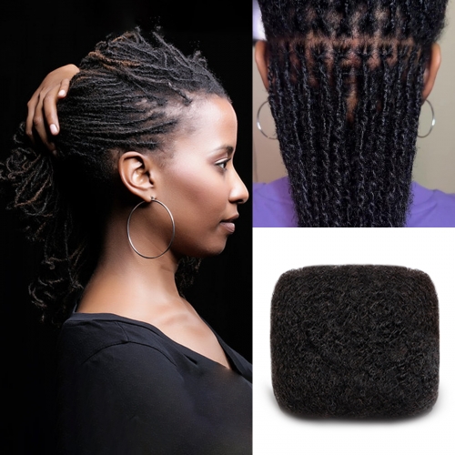 18 inch Tight Afro Kinky Bulk 100% Human Hair for Ideal to Make/ Repair Afro Hair Braids, Dreadlocks Extension, Afro Twist with Crochet Hook