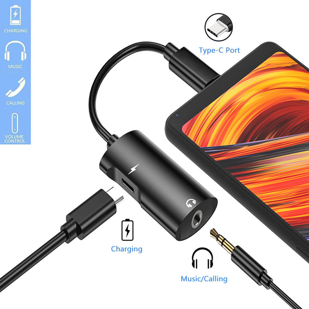 USB C 2 in 1 headphone adapter with charging port,charging while listen