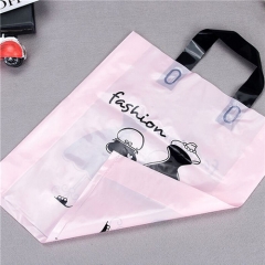 Logo Printing Patch Handle Packaging biodegradable soft loop handle plastic shopping bag for clothing