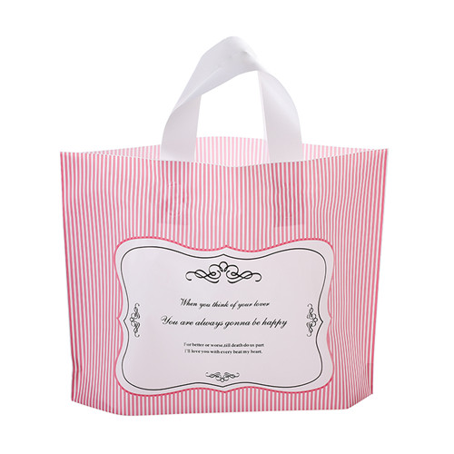 High Quality Custom Printed Plastic Transparent Soft Loop tote Plastic Shopping Bags With Logo Design