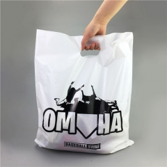 Hot Sale Cheap HDPE Restaurant Takeaway reticule Die Cut gift packaging shopping plastic packing bag