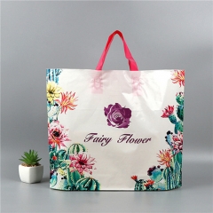 Custom printed logo boutique clothes gift packaging biodegradable plastic shopping bag with handle