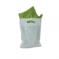 Reusable customized handle plastic shopping bag with leather handle for bags