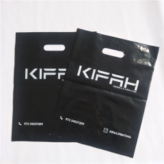 Wholesale custom die cut handle bag plastic shopping bags black for cloth packaging