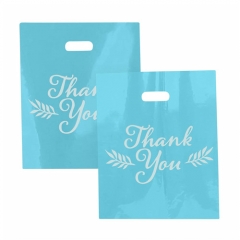 Guangzhou Convenient Die Cut Promotional Hand Length Handle Plastic PE Shopping Bag