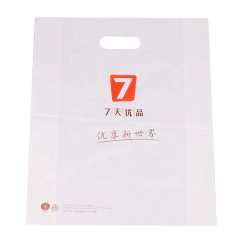 Custom Logo Design Printed biodegradable Punch Hole Handle Shopping Plastic Die Cut Bags