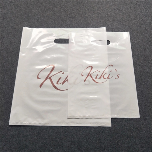 Custom Own Logo Transparent biodegradable Shopping Plastic Bags Die Cut Plastic Handle Bag