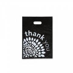 Black LDPE Printed recycle Die Cut Plastic Bag with handles for shopping