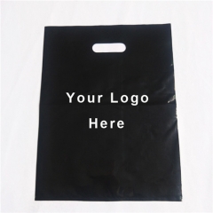 Black LDPE Printed recycle Die Cut Plastic Bag with handles for shopping