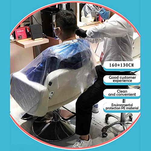 Custom Hair Salon Tool Barber Waterproof White PE Disposable Hair Cutting Cape