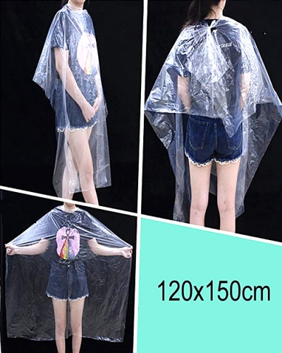 Barbershop Waterproof Transparent PE Disposable Cape For Hairdressing