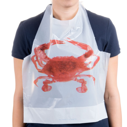 Disposable Printed Red Crab Plastic Bib Disposable Plastic Restaurant Bib With Printed Red Crab