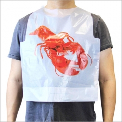 Lefeng Factory Wholesale Disposable Plastic Adult Bib Apron Disposable Printed Red Crab Plastic Bib For Restaurant