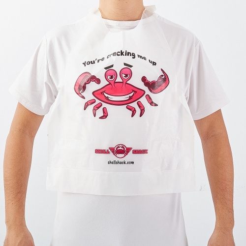 Factory Customized Disposable Printed Red Crab Plastic Bib Disposable Restaurant Plastic Bib For Adults