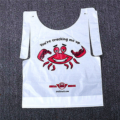 Custom Printed Seafood Restaurant Adult Disposable Paper Plastic Lobster Bibs Adult Novelty Bibs