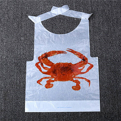 Wholesale Custom Sea Food Printed Lobster Crab Dinning Apron Disposable Plastic Restaurant Bib Manufacturer