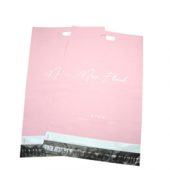 Custom Printed Pink Light Poly Mailers Envelope Plastic Shipping Mailing Bags With Handle