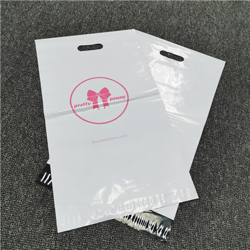 Amazon Hot Sales Custom Printed Die Cut Polythene Shipping Mailing Bags Poly Mailer With Handle