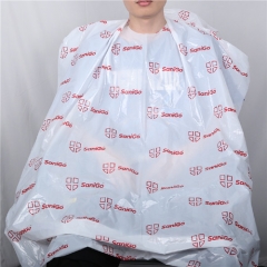 Custom Wholesale Salon Barber Hairdressing PE Plastic Hair Cutting Disposable Cape 110*130 120*150cm