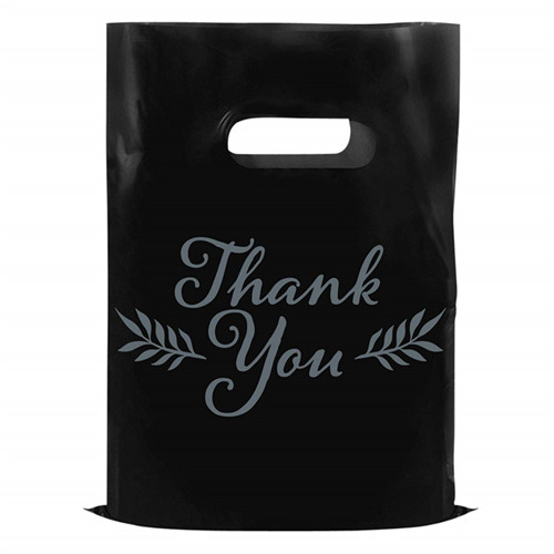 Custom Durable Reusable 50 Micron PE Thank You Shopping Bag Shopping Gift Plastic Bag With Own Logo