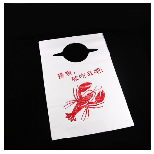 Custom Plastic Adult Bibs Restaurant Use Disposable Plastic Bib With Lobster