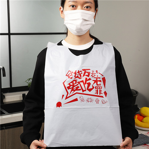 Factory OEM Service Disposable Plastic Adult Bibs Aprons With Lobster Logo