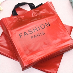 Custom Printed Large Logo Hard Loop Handle Ldpe Luxury Shopping Bag Take Out Bag