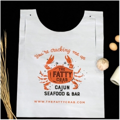 Custom Printed Lobster Plastic Restaurant Disposable Bib Apron No Sleeves For Adults