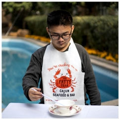 Custom Printed Lobster Crab Dinning Sea Food Apron Disposable Plastic Restaurant Adults Bibs
