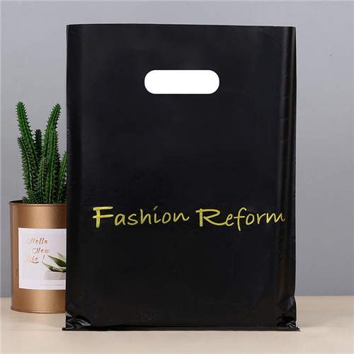 Manufacturer Custom Black Small Die Cut Plastic Bags With Shoelace Packaging