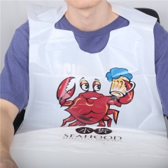 OEM Service Supply Disposable Restaurant Bib Single-Use Plastic Bib Apron For Adult