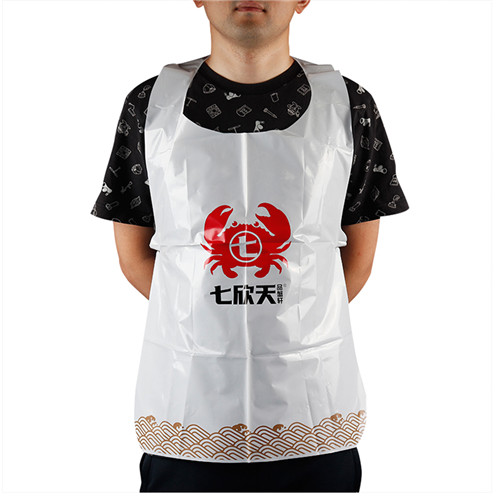 Custom Printed Crab Restaurant Apron Disposable Bibs Adult Dispos Plastic Bib