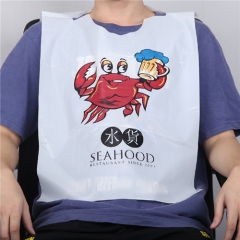 Custom Cheap Oil Proof Plastic Dining Room Disposable Poly Sea Food Bib For Restaurant