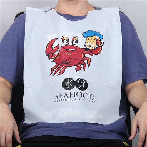 Custom Cheap Oil Proof Plastic Dining Room Disposable Poly Sea Food Bib For Restaurant