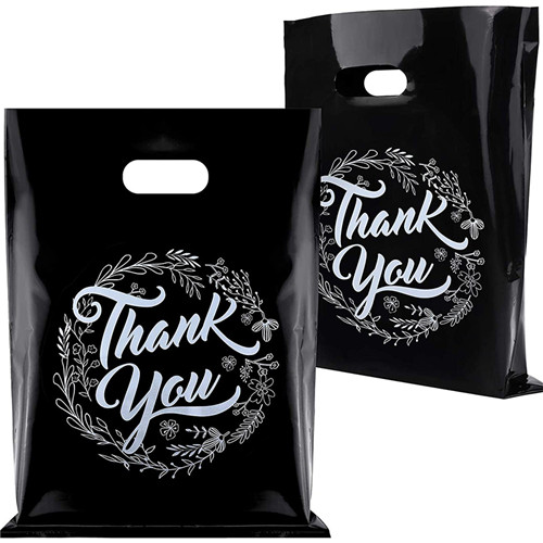 Custom Logo Printed Reusable Thank You Plastic Shopping Bag With Die ...