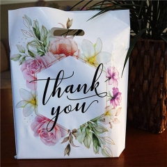 Thank You Die Cut Plastic Environmental Protection Ldpe Plastic Bag Design Die Cut Handle Plastic Bag