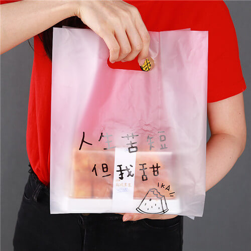 100X Custom Logo Disposable Transparent Takeaway Takeout Plastic Bags Thank  You Bags for Food Take Away Take Out Packaging Bag
