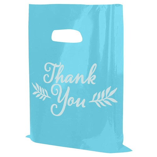 Custom Logo Printed Ldpe Plastic Thank You Die Cut Handle Shopping Bag For Christmas Gift