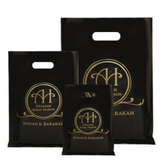 Custom Made Logo Printed Plastic Bags Personalized Merchandise Die Cut Plastic Shopping Bag With Handle