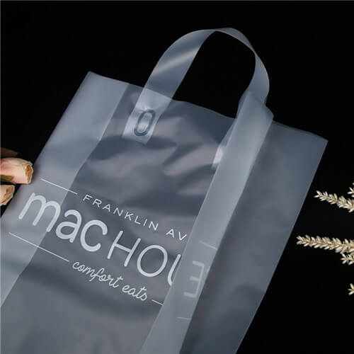 Custom Printed Restaurant Plastic Shopping Bag Soft Loop Handle Food Tack Out Bag Plastic Takeaway Bag For Restaurant
