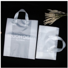 Custom Logo Wide Bottom Blank Plastic Bags Food Packaging Plastic Takeaway Carry Bags With Handles