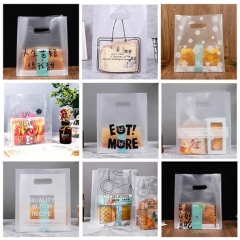 Custom Translucent Shopping Plastic Restaurant Take Out Bags Take Away Food Packaging Lunch Plastic Bag For Restaurant