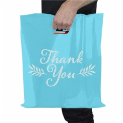 Custom Logo Printed Die Cut Shopping Bags Carrier Merchandise Bag Gold Printing Black Plastic Bags For Boutique